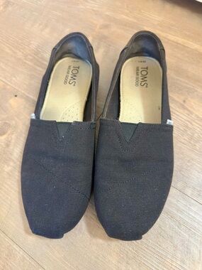 Toms Black Canvas Slip-On Loafers